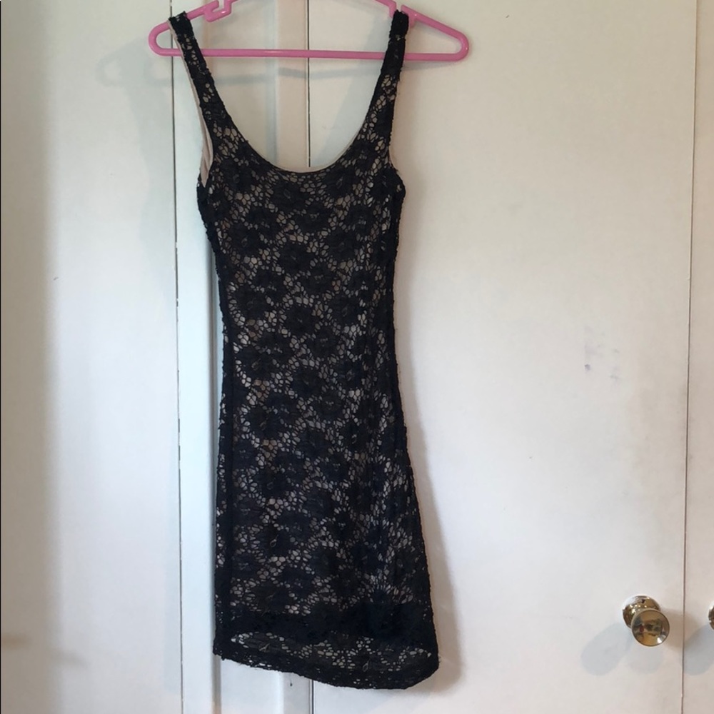 Black lace bodycon tank dress
